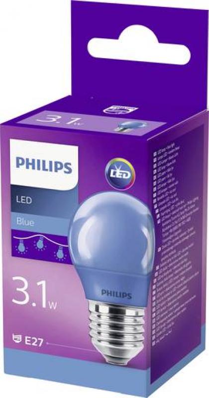 PHILIPS LED Colored Blue E27 P45 3.1W Tropfenlampe Lichtfarbe: Blau